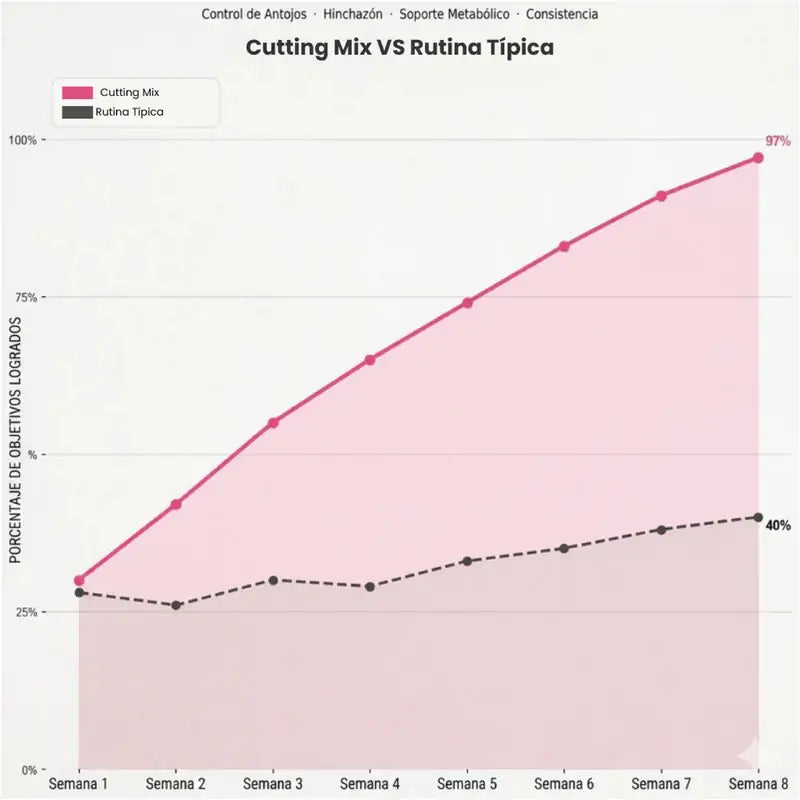 Gráfica de objetivos logrados con Cutting Mix frente a una rutina típica