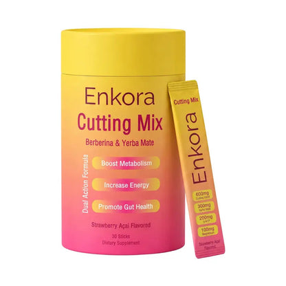 Frasco de Enkora Cutting Mix con 30 sobres y un stick individual