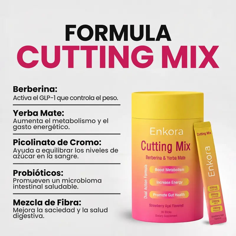 Fórmula Cutting Mix: berberina, yerba mate, picolinato de cromo, probióticos y fibra