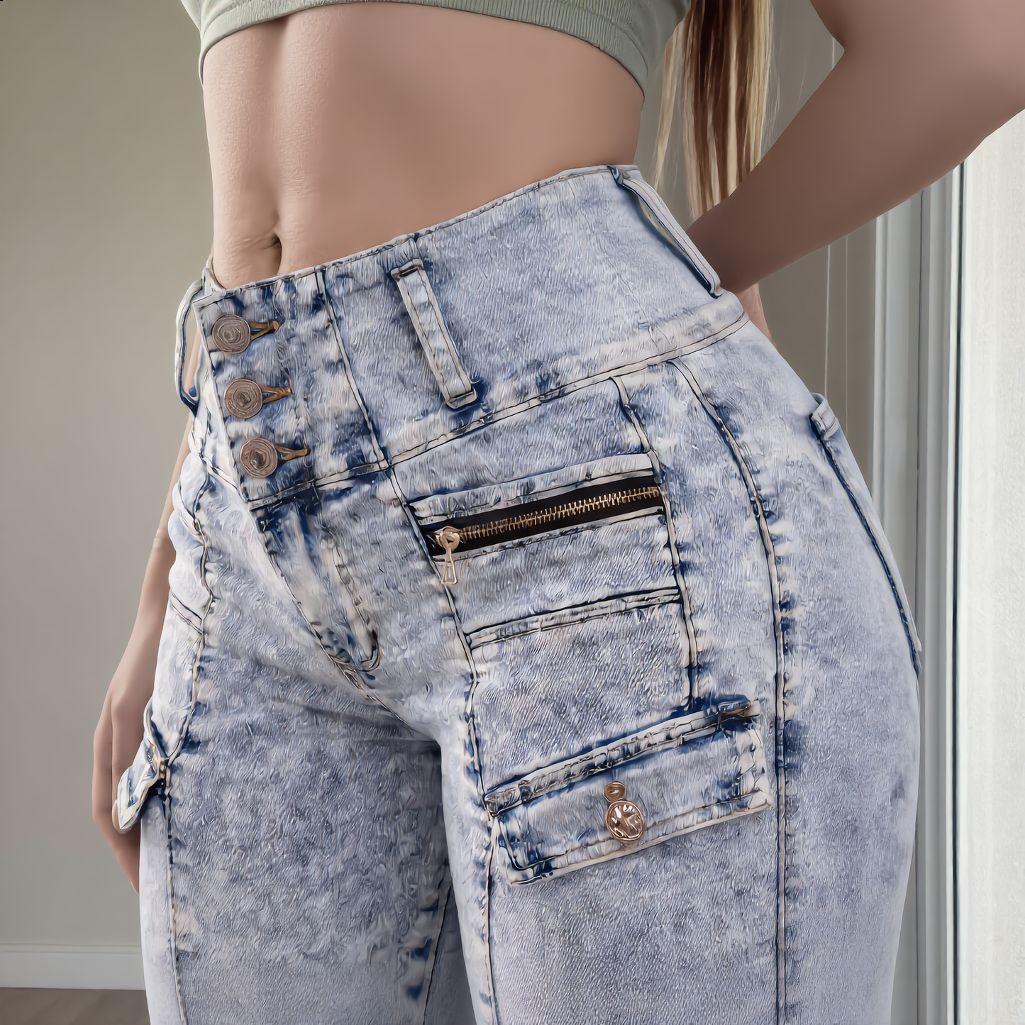 Moldea tu Silueta sin Faja. Control Inteligente de Abdomen y Levanta Glúteo en un Solo Jean.