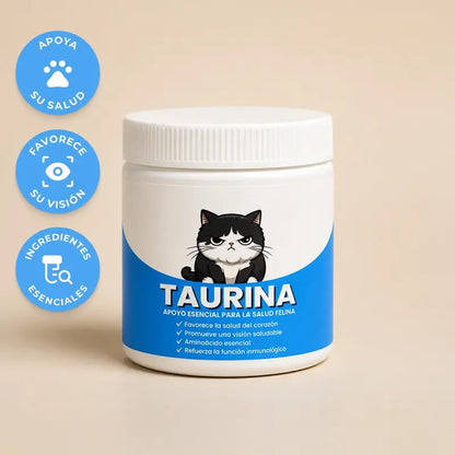 Tarro de taurina pura en polvo para gatos