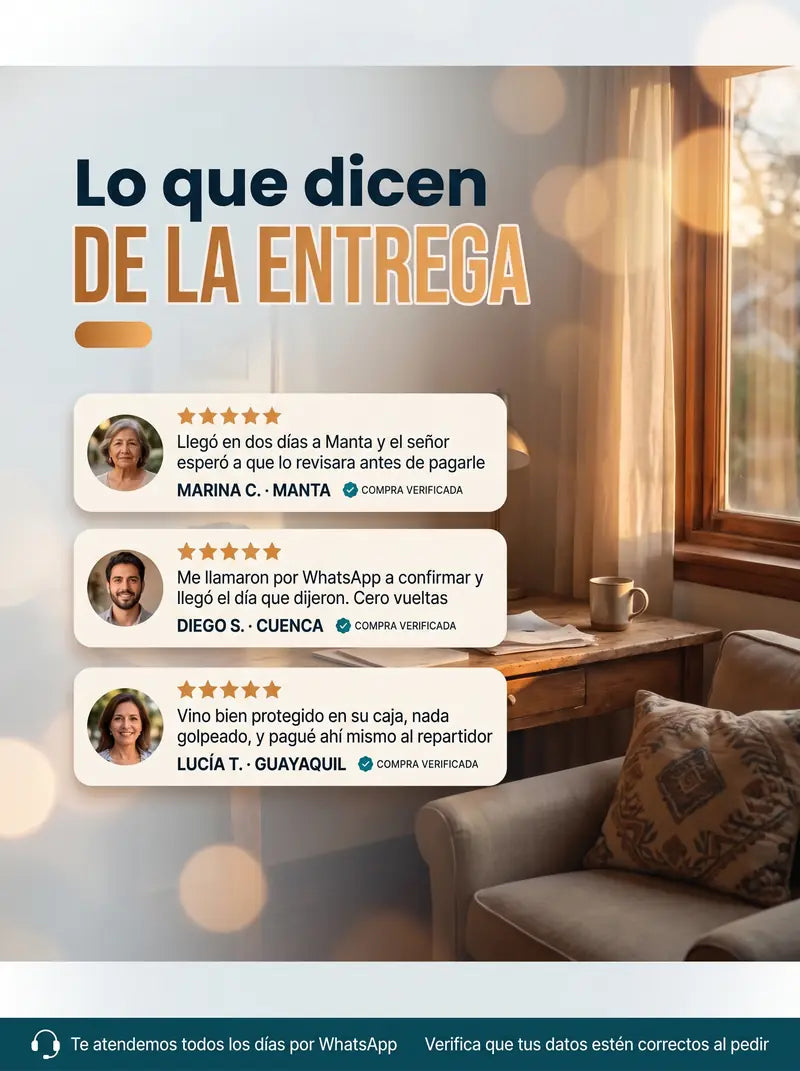 Lo que dicen de la entrega: llego en dos dias, me llamaron por WhatsApp a confirmar y vino bien protegido en su caja