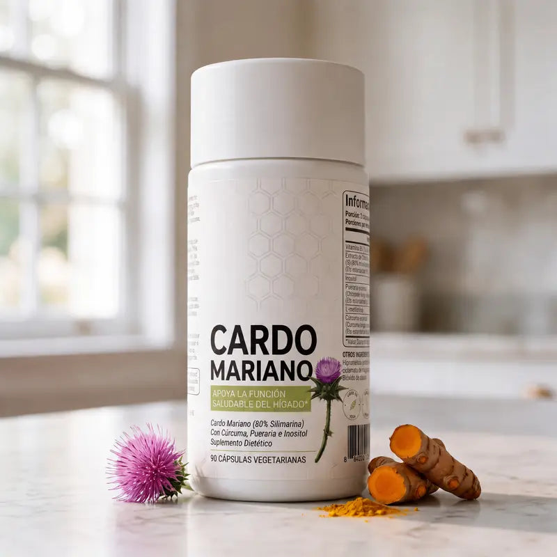 Frasco de cardo mariano con cúrcuma