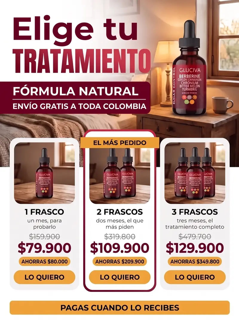 Elige tu tratamiento: 1 frasco 79.900, 2 frascos 109.900 y 3 frascos 129.900 pesos, pagas cuando lo recibes