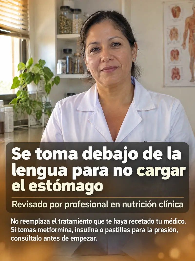 Se toma debajo de la lengua para no cargar el estomago, revisado por profesional en nutricion clinica
