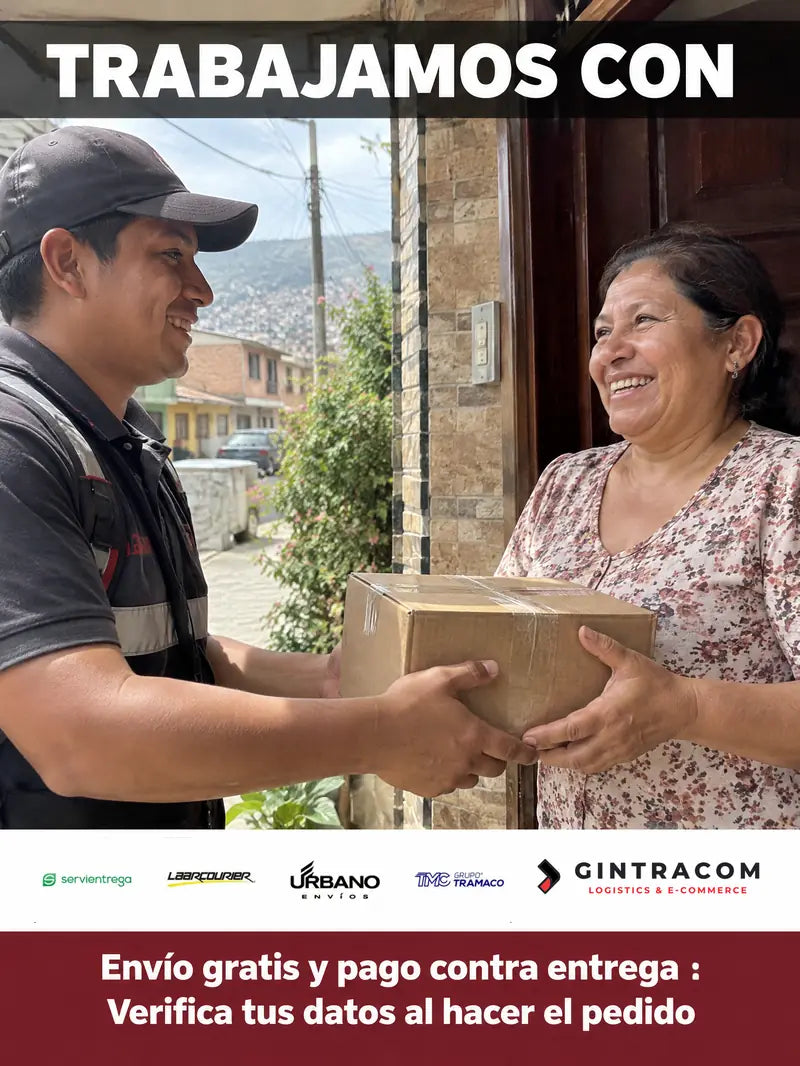 Entregamos en todo el país con Servientrega, Laar Courier, Urbano y Tramaco