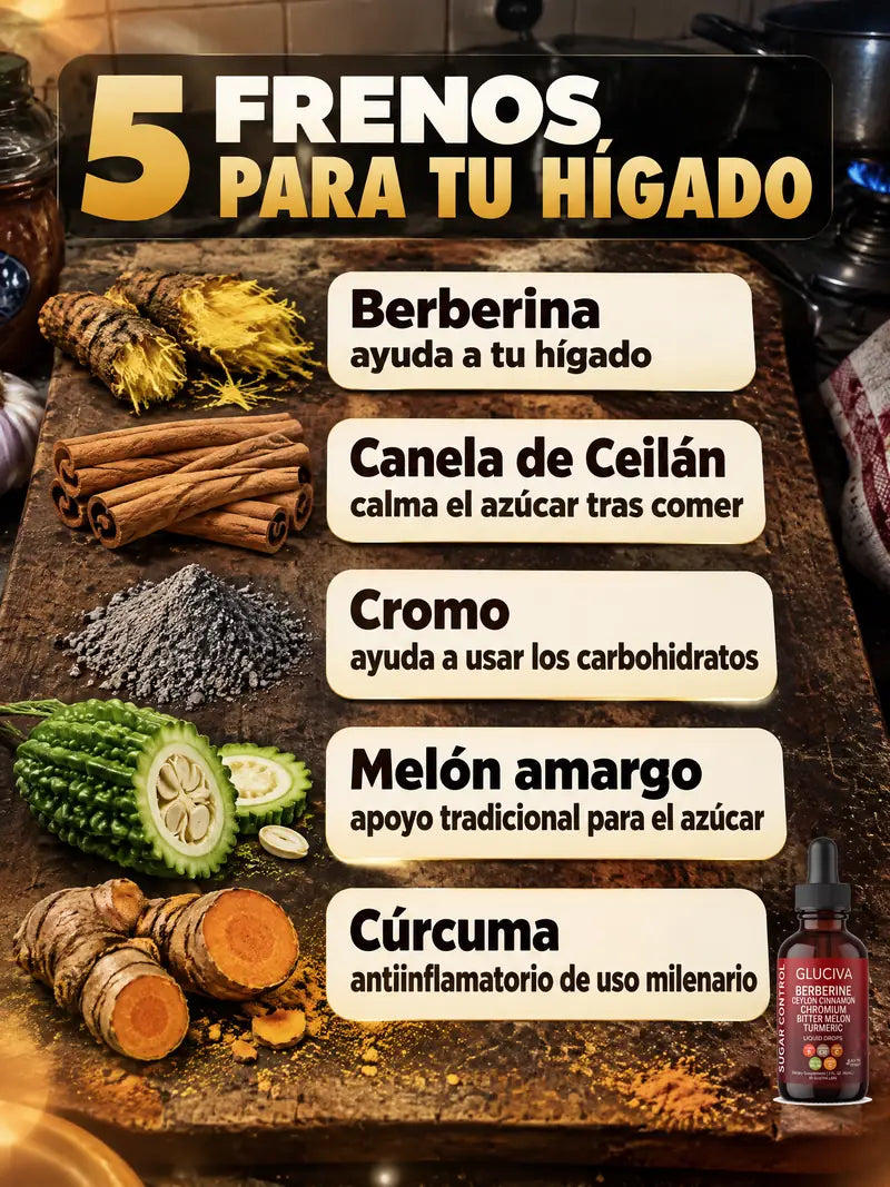5 frenos para tu higado: berberina, canela de Ceilan, cromo, melon amargo y curcuma