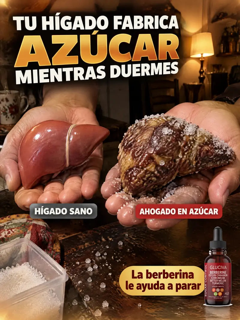 Tu higado fabrica azucar mientras duermes: un higado sano frente a uno ahogado en azucar. La berberina le ayuda a parar