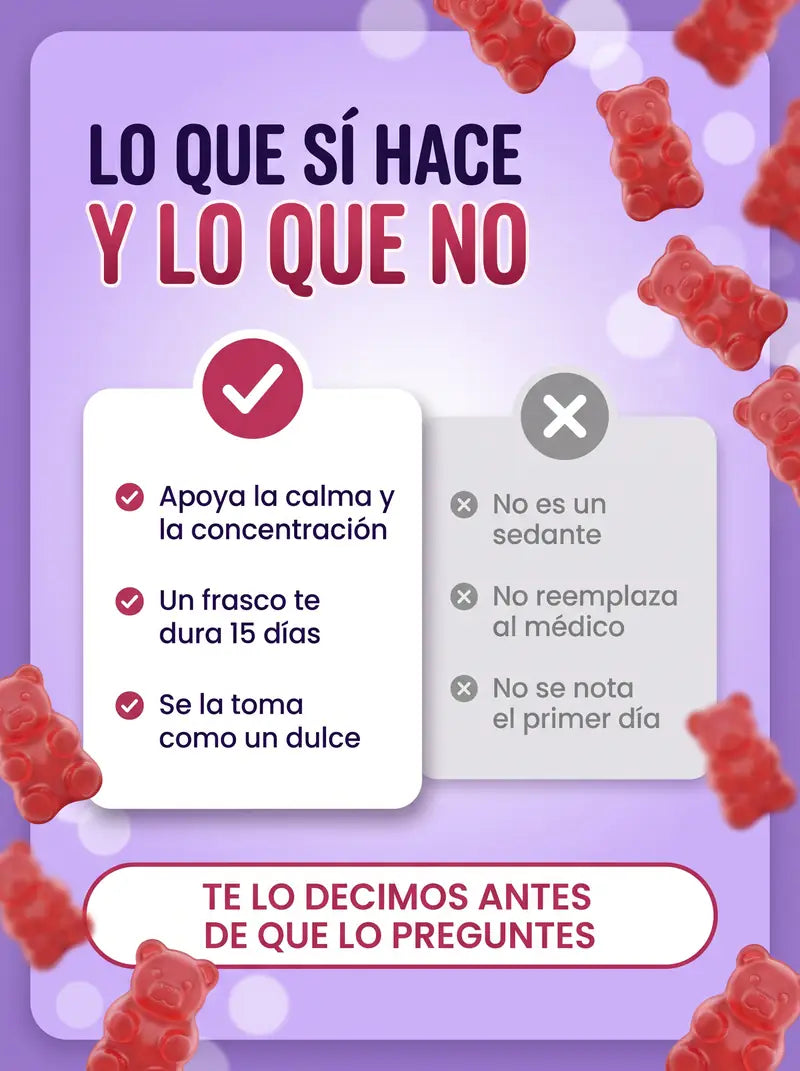 Lo que si hace y lo que no: apoya la calma y la concentracion, pero no es un sedante ni reemplaza al medico