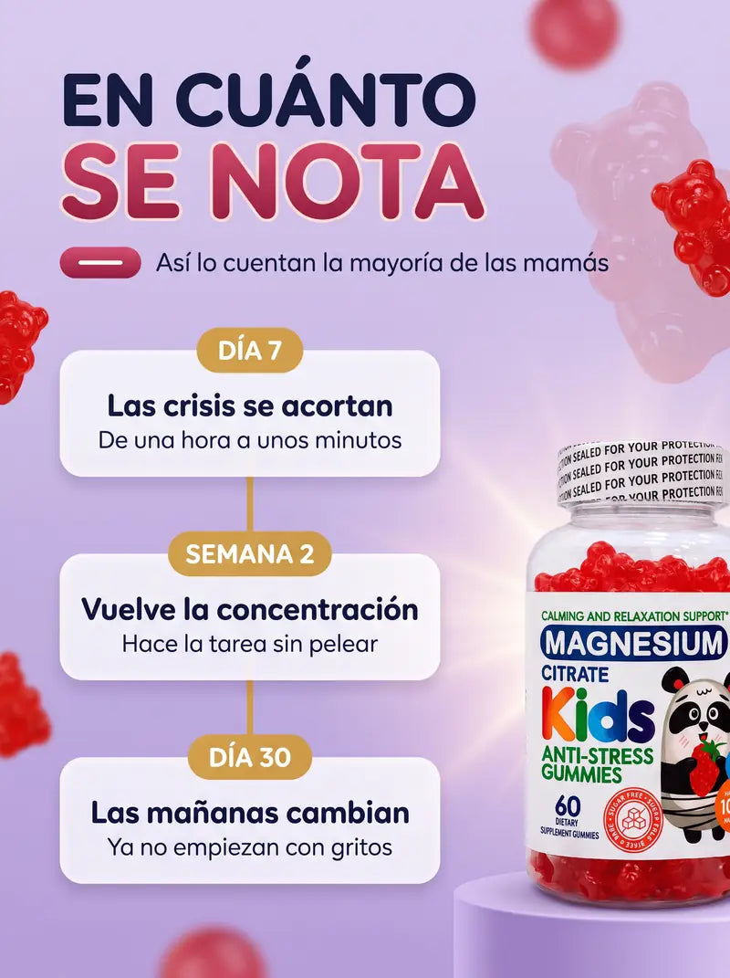 En cuanto se nota: dia 7 las crisis se acortan, semana 2 vuelve la concentracion, dia 30 las mananas cambian
